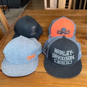 4 Harley Davidson flat brim hats size 7 3/8